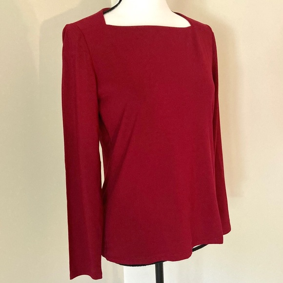 Talbots red square neck long sleeve top Size MP - Picture 5 of 7